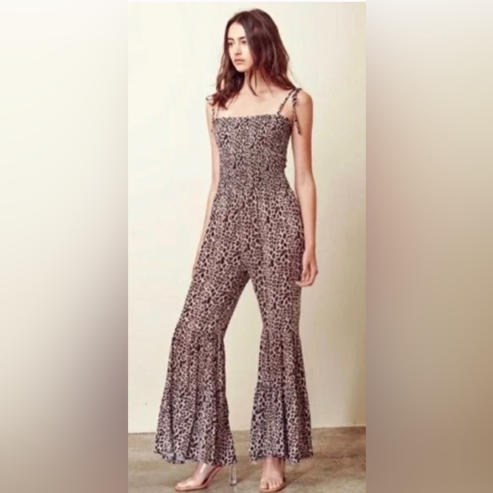 Storia Smocked Flare Jumpsuit